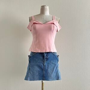 Vintage y2k pink off the shoulder tank top size M